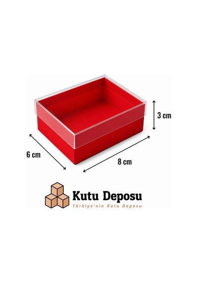 6x8x3 Cm Asetat Kapaklı Takı Kutusu-kırmızı Demonte 50 Adet