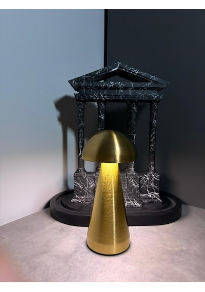 Şarjlı Dekoratif Ambiyans Masa Lambası Mantar Gold-4721 Altın