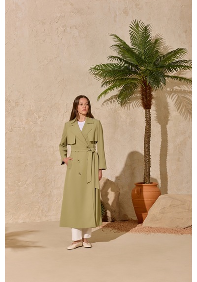 Aker Olive Çift Rüzgarlı Pardösü Olive Olive