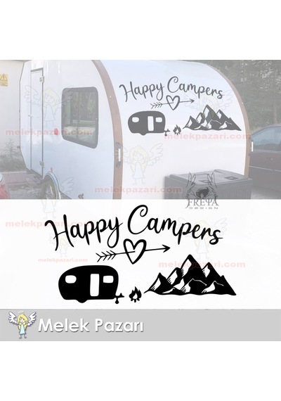 Mutlu Kampçılar Kamp Sticker, Karavan Stickerı