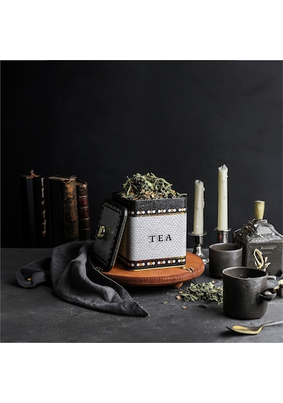 Mosaic Tea Desenli Kare Metal Saklama Kabı 12 x 12 x 13.7 CM 1.8 L Çok Renkli