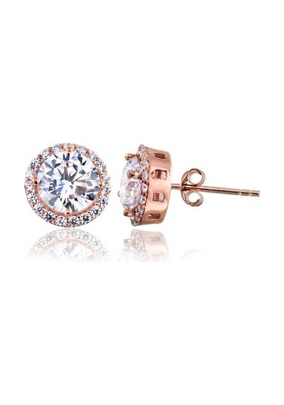 Gümüş Rose Oval Montür Pırlanta Modeli Küpe Rose