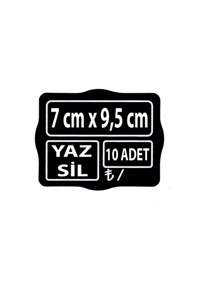 Pvc Yazılıp Silinebilen Siyah Fiyat Etiketi Küçük Kare 7x9,5cm 10 Adet