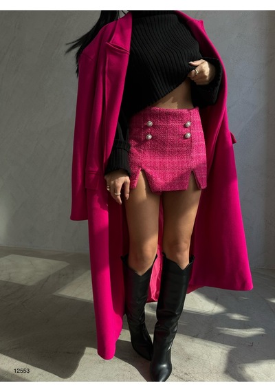 She Quetzal Rahatlık Ve Şıklığın Birleşimi: Şort Etek - Pembe Kenarları Düğme Pembe