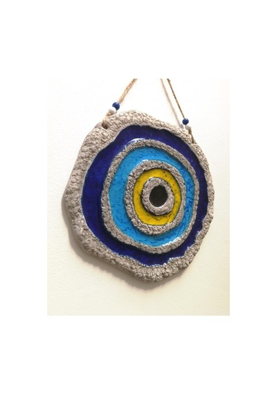 Seramik Nazar Boncuğu Dekoratif Duvar Süsü Nazarlık 25x25 Cm