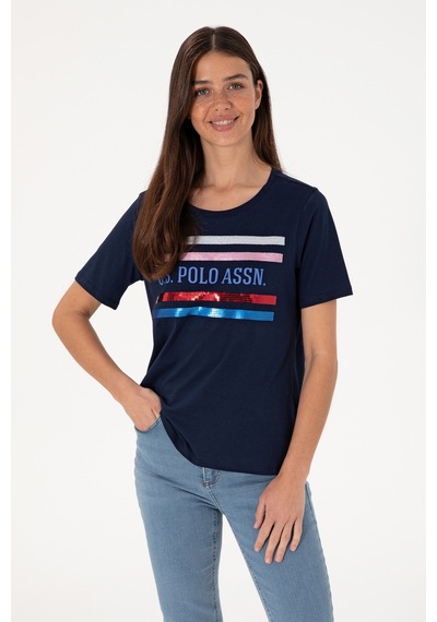U.S. Polo Assn. Kadın Lacivert Bisiklet Yaka Tişört 50299762-VR033