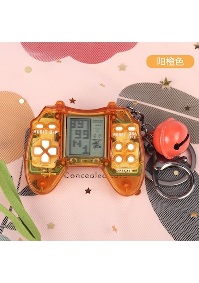 Tuomeng Elektronik Küçük Oyuncak Denetleyici Tetris Oyun Konsolu Anahtarlık Turuncu