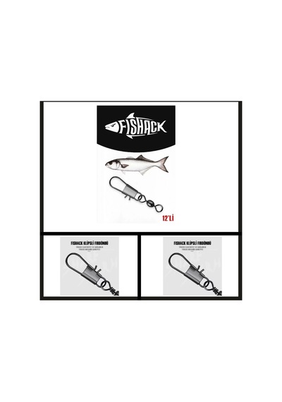 Uyguna-yakala No: 8 12 Adet Fishack Paslanmaz Klipsli Fırdöndü Füme-rdn.046
