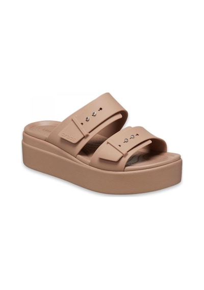 Crocs 207431 Brooklyn Buckle Lowwdg Çift Bantli Karamel Kadın Terlik Karamel