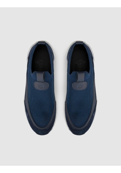 Cabani Lacivert Modern Triko Slip-on Sneaker Siyah - Neon Yeşil