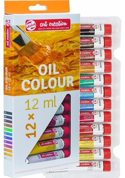 Talens 12 Renk Yağlı Boya 1 Paket Art Creation Oil Colour 12x12ml Yağlı Boya Seti Canlı Renkler Tuval Resim Çok Renkli