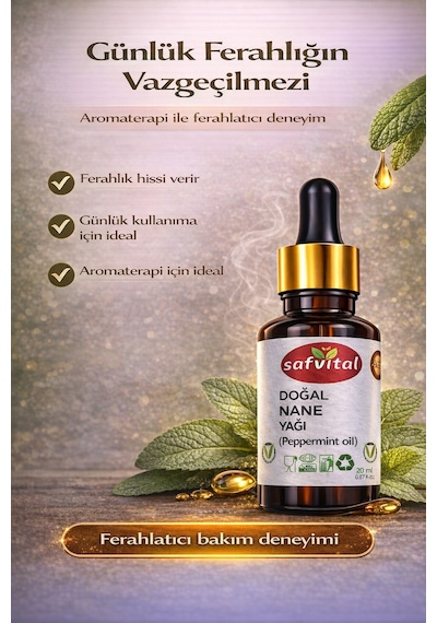 Safvital Nane Yağı 20 Ml Aromaterapi Ve Cilt Bakımı İçin 20 Ml Ferahlatıcı Koku Bitkisel İçerikli