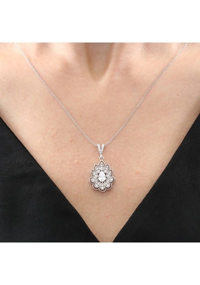 Pırlanta Montür Lotus Çiçeği Işıltılı Sadelik Mührü Gümüş Mini Set