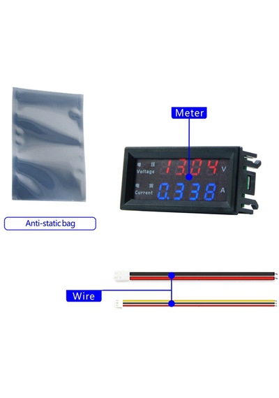 Voltmètre Ampèremètre Numérique DC 0-200V 10A - Double Affichage LED Bleu Et Rouge
