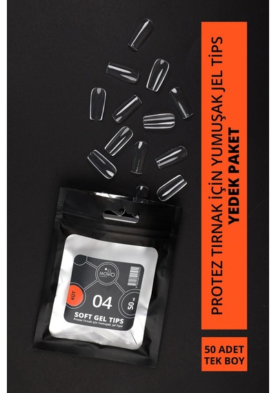 Momo Professional Soft Gel Tips Küt No:04 Tek Boy 50 Li Yedek Paket