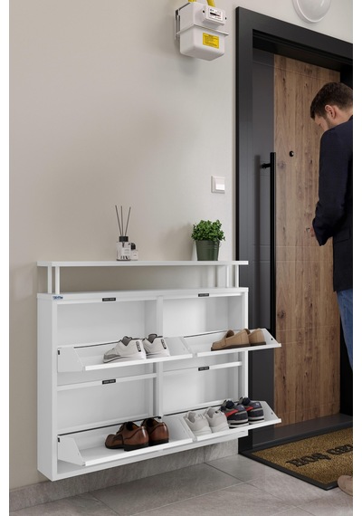 Ceha Tablalı 4'lü Metal Ayakkabılık - Kar Beyaz/aynalı K.AYK-2.4/A/B/P9003