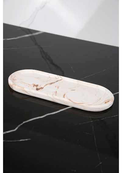 Betonmall Dekoratif Oval Sunum Tepsisi Tabağı Sunumluk 9x23 Cm - Bej