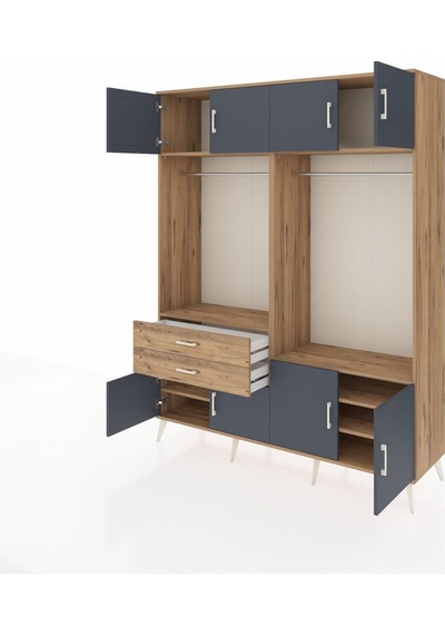 Hyperion Gardrop 7 Raflı 2 Çekmeceli 2 Askılı 176x44x221 Çam-antrasit/çam Antrasit/çam Hyperion Gardrop 7 Raflı 2 Çekmeceli 2 Askılı 176x44x221 Çam-antrasit/çam Antrasit/çam