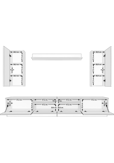 Decoraktiv Trendstyle 5220d Mdf Tv Ünitesi Tv Sehpası Beyaz - Siyah Mermer