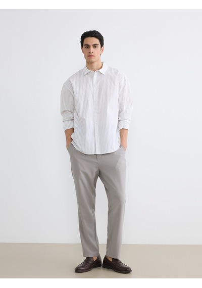 Lcw Vision Gri Regular Fit Çizgili Poplin Erkek Gömlek