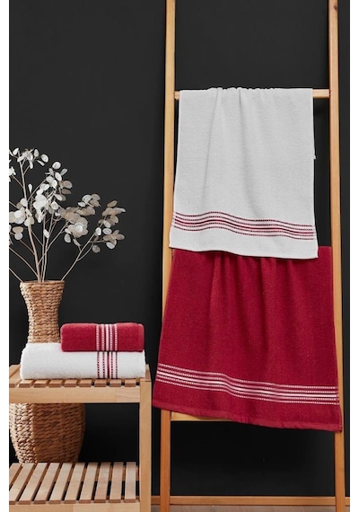 4 Lü Banyo Havlusu Seti Elvin - 70x140 Bordo