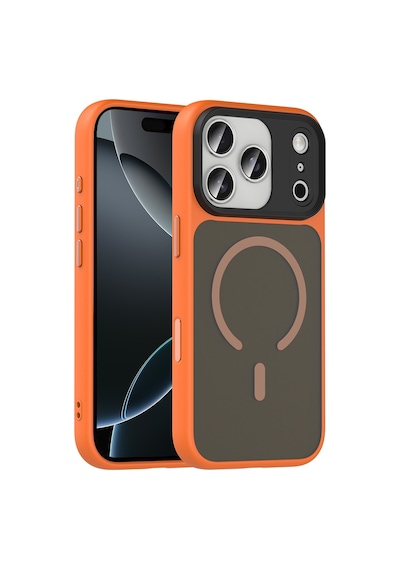 Maks Technology Apple Uyumlu iPhone 18 Pro Max Kılıf Mat Arka Yüzey Wireless Şarj Özellikli Mkst Flet M-safe Kapak - Turuncu