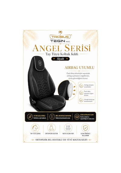 Seat Leon 2005 Ve Sonrası Uyumlu Angel Serisi Tay Tüyü Koltuk Kılıfı Siyah