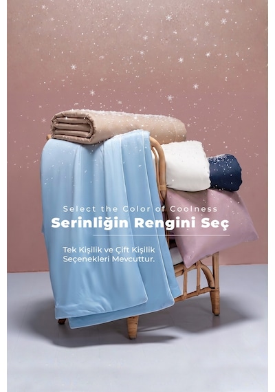 Soğutmalı Yatak Örtüsü Seti Çift Kişilik Soğuk Icecool 3 Parça Çift Taraflı Lila Bej