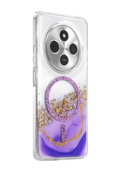 Onegif Xiaomi Redmi 14c Lotus Simli Magsafe Kapak - Mor - Mor