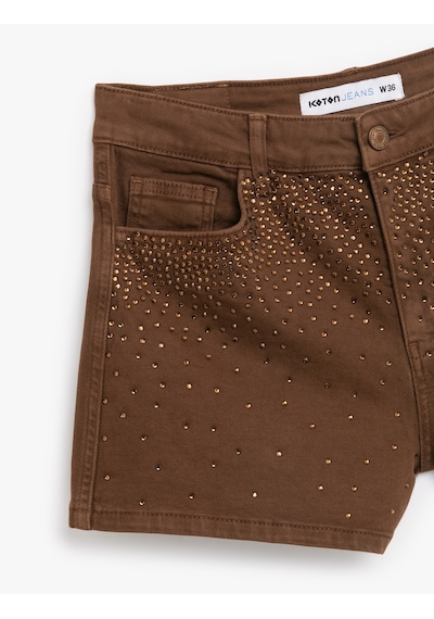 Koton Pamuklu Taş Detaylı Düz Paça Denim Şort Koyu Kahverengi 5sal40095mw Koyu Kahve Koton Pamuklu Taş Detaylı Düz Paça Denim Şort Koyu Kahverengi 5sal40095mw Koyu Kahve
