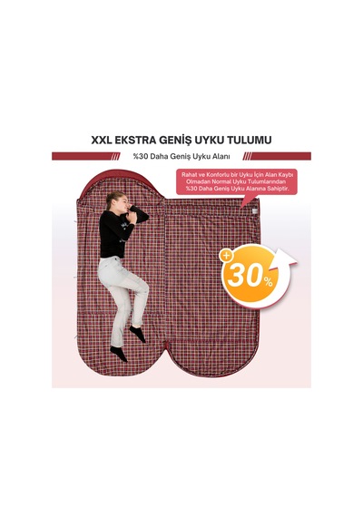 Kingcamp Freespace 250 Relax -8 C Geniş Uyku Tulumu Wine Sol F. Kırmızı