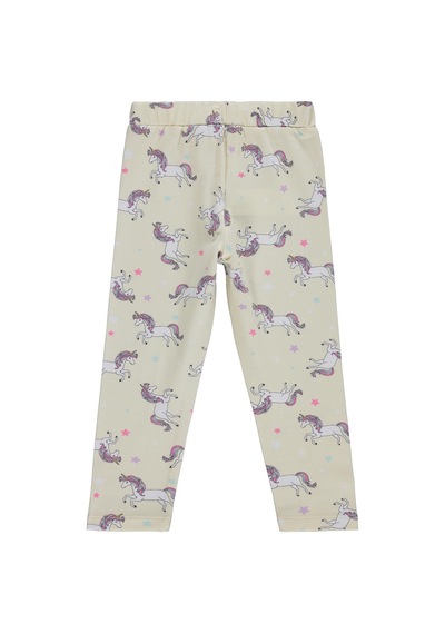 Civil Girls Unicorn Baskılı 2-5 Yaş Tayt - Ekru 41L71157125W1