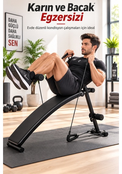 Mekik Ve Ağırlık Sehpası Direnç Lastikli Çok Fonksiyonlu Bench Egzersiz Sehpası Ev Tipi Fitness Aleti Siyah