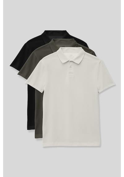 Standart Fit Basic Polo Yaka 3lü Paket Siyah-haki-ekru Unisex Çocuk T-shirt - 11330 Siyah - Beyaz