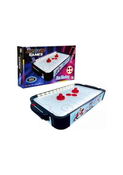 Led Işıklı Masaüstü Air Hockey Oyunu 50x30 Cm 2 Kişilik Hava Hokeyi Arcade Oyun Seti