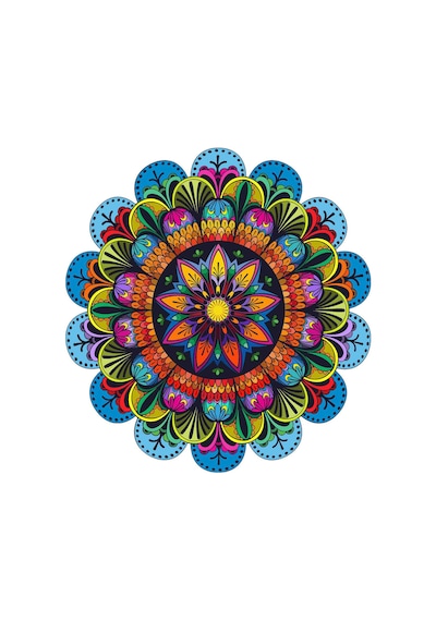 Yuvarlak Etnik Desenli Duck Kumaş Masa Örtüsü 150x150 Cm 11