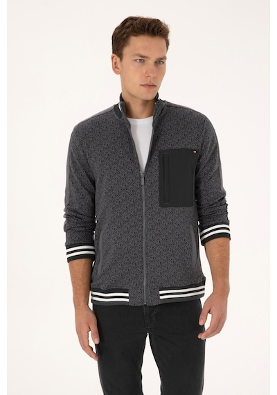 U.S. Polo Assn. Erkek Regular Fit Gri Fermuarlı Örme Hırka 50309985-vr024
