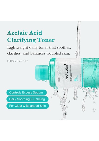 Azelaic Acid Niacinakarın Bölgesi Clarifying Toner Troubled Skin Care, Purifying & Calming İçin İdeal %4 Azelaik A