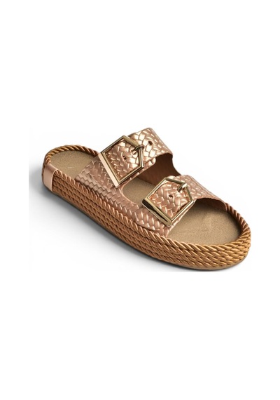 Fox Shoes U596030209 Bronz Örgü Görünümlü Kadın Terlik
