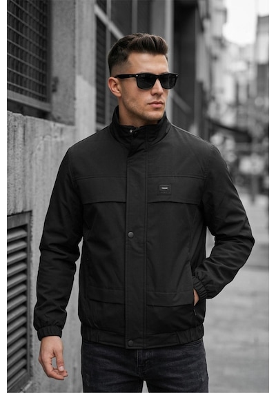 Oksit Trend Style Slim Fit Suya Dayanıklı Erkek Mevsimlik Ceket - Fermuarlı Ve Cepli Siyah Oksit Trend Style Slim Fit Suya Dayanıklı Erkek Mevsimlik Ceket - Fermuarlı Ve Cepli Siyah