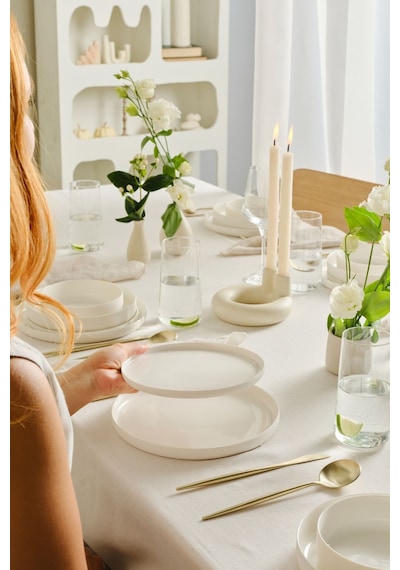 Karaca  Earth Collection Finesse 24 Parça 6 Kişilik Yemek Takımı Beyaz