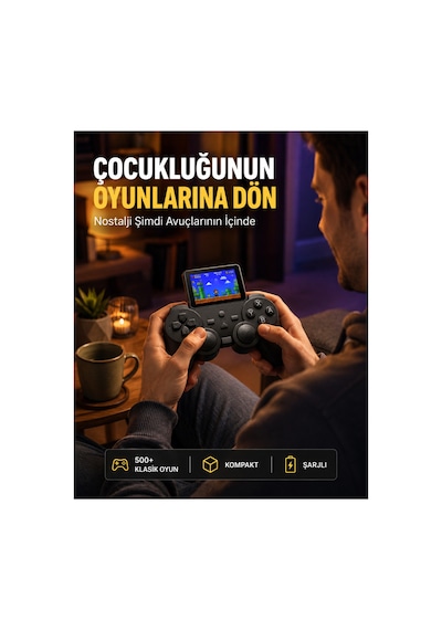 Astraltech 2.4 İnç Hd Renkli Ekranlı 500-in-1 Taşınabilir Retro Oyun Konsolu, Kablolu Tv Bağlantısı