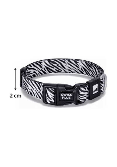 Swissplus Urban Paws Zebra Noir Recycled Köpek Tasması - 20 Mm Beyaz - Siyah