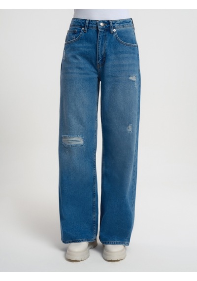 Long Wide Leg Regular Fit Kadın Pantolon Denim