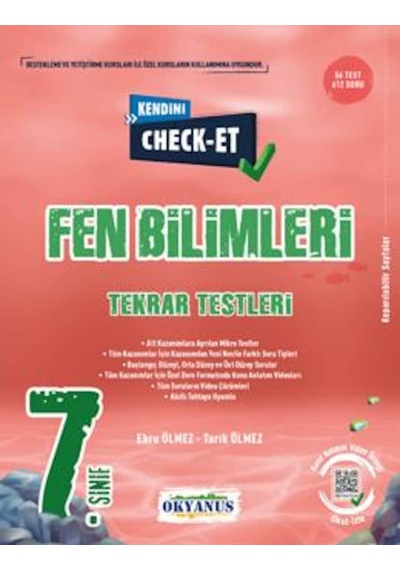 7. Sınıf Kendini Check  -  Et Fen Bilimleri Tekrar Testleri -  Okyanus Eğitim