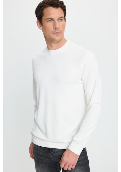 Tudors Erkek Relax Fit Rahat Kesim Uzun Kollu Ekstra Yumuşak Bisiklet Yaka Ekru Sweatshirt-41869 Ekru