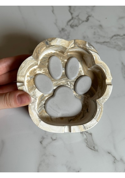 Beton Patili Küllük El Yapımı Kedi Köpek Tasarımlı Dekoratif Yıkanabilir Kül Tablası