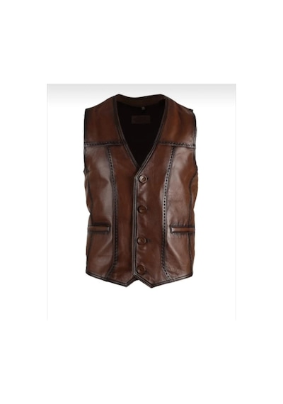 New Zaya Leather Hakiki Erkek Deri Yelek
