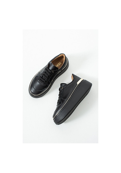 Dericia Shoes Nica Hakiki Deri Kadın Günlük Rahat Sneaker Ayakkabı Siyah
