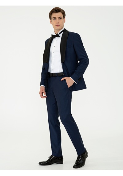 Cacharel Lacivert Slim Fit Smokin Damatlık